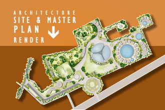 render architecture site plan, master plans, landscape, 2d drawing visualization