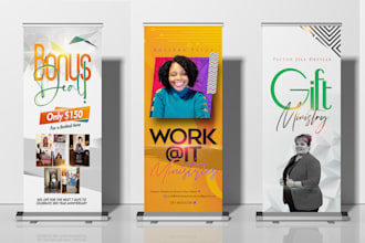 design retractable banner, backdrop, roll up, church banner