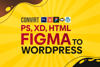 convert PSD, adobe xd, figma, HTML,wix to wordpress website using elementor pro