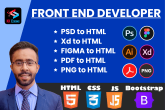 convert figma to html, xd to html, psd to html bootstrap responsive