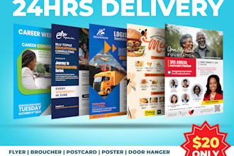 design flyer, poster, postcard, door hanger and invitation
