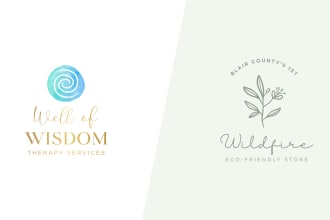 create beautiful feminine hand drawn botanical boho logo