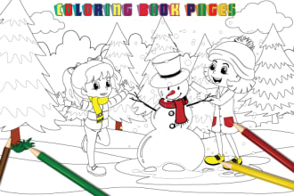 draw unique christmas coloring book pages for  KDP