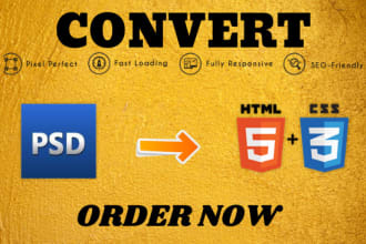 convert PSD to HTML, xd to HTML, and PSD to bootstrap website
