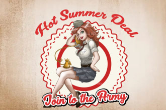 hot summer deal create beautiful and very sexy pin up girl style illustrations