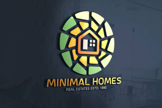 create lovely 3d real estate and business logo design