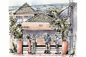 make watercolor urban sketch