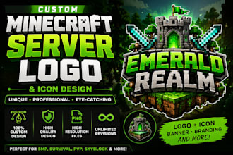 design a custom minecraft server logo and icon