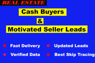 provide real estate cash buyers, motivated seller, absentee owner, vacant, leads