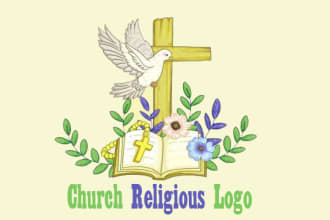 provide classical mind blowing family church religious logo
