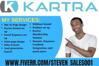 create professional kartra website, kartra sales funnel, kartra membership