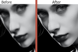 enlarge the photo, upscale, fix, restore,improve, sharpen damaged image quality
