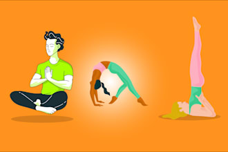 draw yoga, workout, exercise ,fitness  pose illustrations