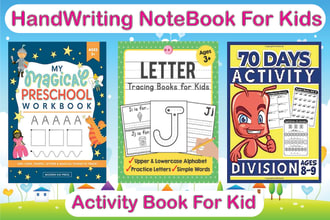 design kids activity book, worksheets and coloring pages