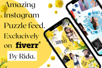 design instagram aesthetic and stylish puzzle grid feed post
