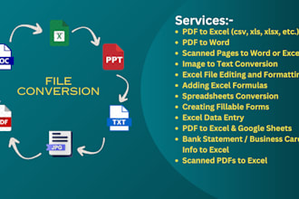 convert pdf to excel, scan pages to word or excel, file conversion