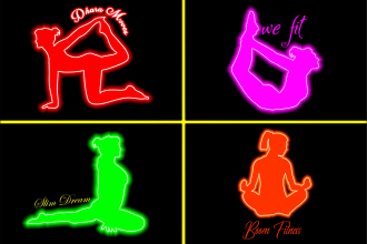 do watercolor feminine pilates, yoga, gym logo