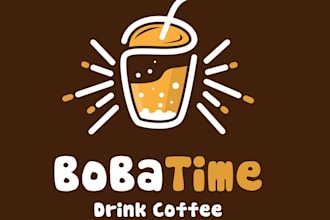 design abstract delightful food and drink logo with satisfaction guarantee