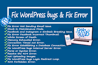 fix wordpress bugs and fix error on your website