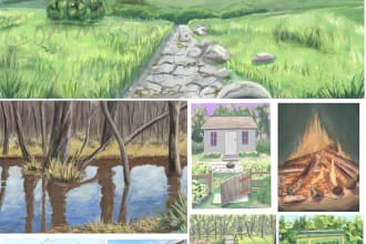 draw anime,game, visual novel background landscape art