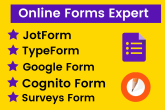 create jotform, google form, type form and cognito form