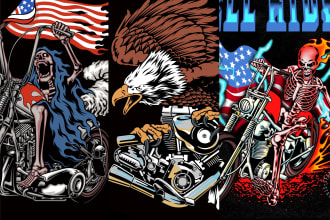 create motorcycle design illustration logo and tshirt