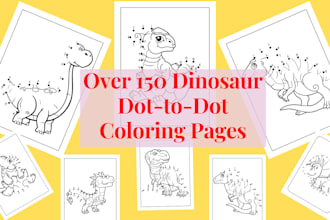 give you 150 dinosaur dot to dot coloring pages for kids
