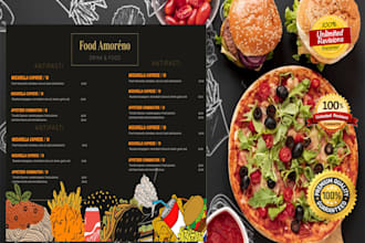 do modern menu design for restaurant menu, food and spa menu