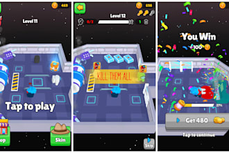 develope 3d hyper casual game using unity for you