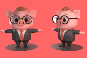 design 3d character and cartoon model in blender