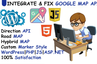 integrate google map API, fix API error or customisation