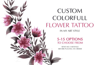 do custom colorful tattoo design, flower tattoo
