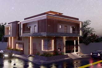 create 3d exterior elevation and render