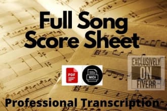 transcribe full song to lead sheet or sheet music