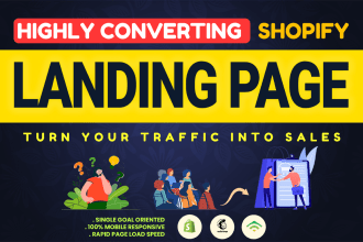 do shopify landing page design or shopify one product store