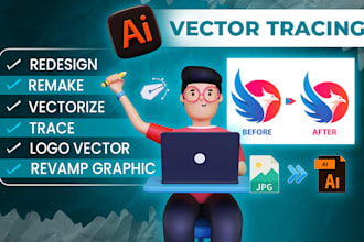 do vector tracing remake logo redesign revamp any graphics