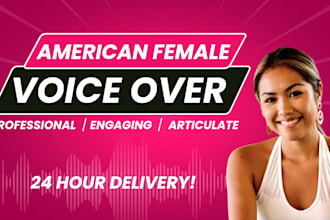 record a professional american female voice over narration