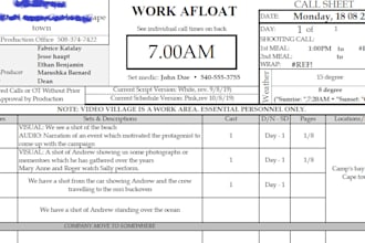 create a shotlist, callsheet, cast side for your film