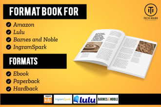 do book formatting and layout design of paperback ebook for KDP ingram lulu bn