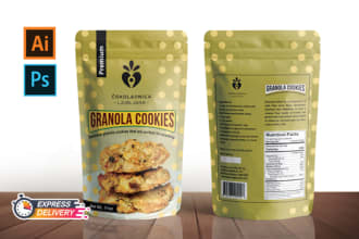 design amazon packaging label, pouch bag with mockup