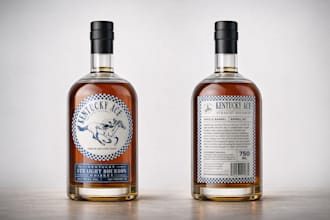design whiskey, gin, vodka or liquor bottle label packaging