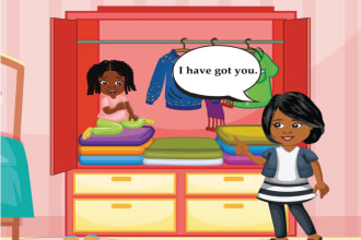 create cute african american children book illustrations