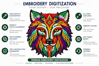 digitize your logo into embroidery emb, dst within few hours