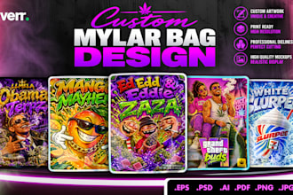 design unique weed pouch, mylar bag, cbd products