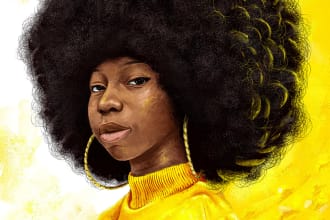 draw digital portrait art in oil painting from photo