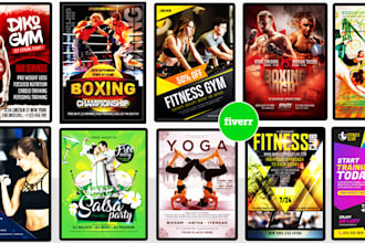 design sports, fitness, gym, yoga, and boxing flyer