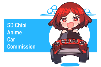 draw sd chibi anime car illustration