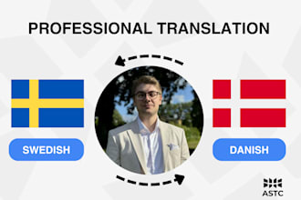 translate and proofread your texts from danish to swedish