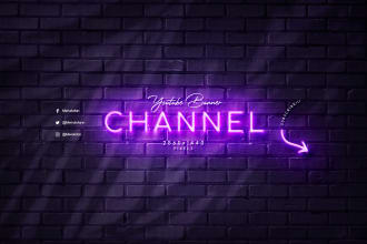 create neon banner or channel art for youtube, twitch or facebook