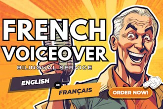 do a male voiceover in french or english